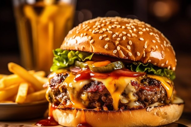 A classic burger and frires A classic burger and fries